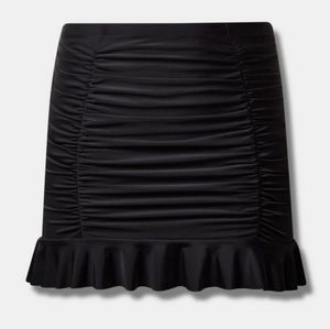 Torrid Black Ruched Swim Skirt
